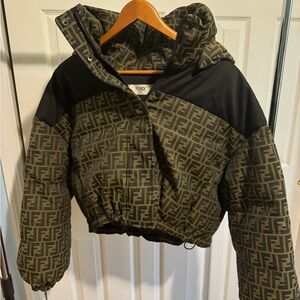 Fendi jacquard cropped puffer jacket
